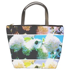 Faded Snowball Branch Collage (ii) Bucket Bag by okhismakingart