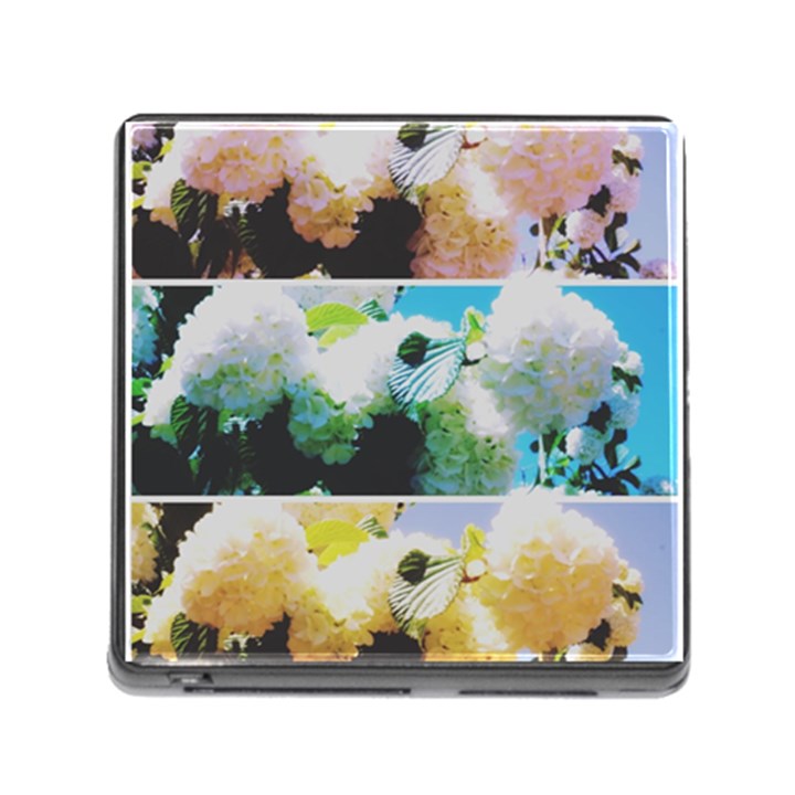 Faded Snowball Branch Collage (II) Memory Card Reader (Square 5 Slot)