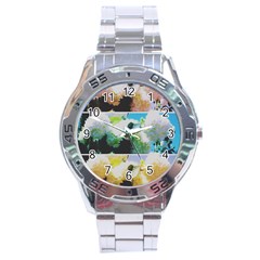 Faded Snowball Branch Collage (ii) Stainless Steel Analogue Watch by okhismakingart