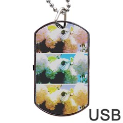 Faded Snowball Branch Collage (ii) Dog Tag Usb Flash (one Side) by okhismakingart