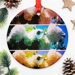 Bright Snowball Branch Collage (iii) Ornament (round) by okhismakingart