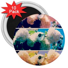 Washed Out Snowball Branch Collage (iv) 3  Magnets (10 Pack)  by okhismakingart