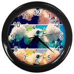 Washed Out Snowball Branch Collage (IV) Wall Clock (Black) Front