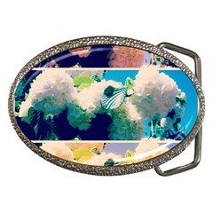 Washed Out Snowball Branch Collage (iv) Belt Buckles by okhismakingart