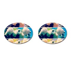 Washed Out Snowball Branch Collage (iv) Cufflinks (oval) by okhismakingart