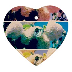 Washed Out Snowball Branch Collage (iv) Heart Ornament (two Sides) by okhismakingart