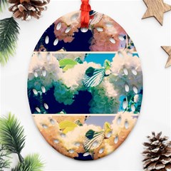 Washed Out Snowball Branch Collage (iv) Oval Filigree Ornament (two Sides) by okhismakingart