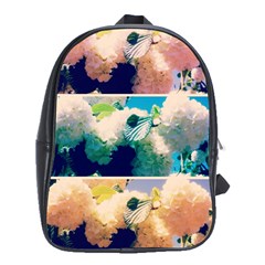 Washed Out Snowball Branch Collage (iv) School Bag (xl) by okhismakingart