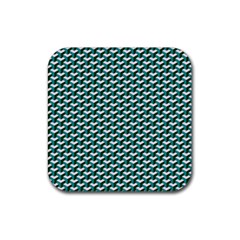 Pattern Green Blue Grey Hues Rubber Coaster (square)  by Pakrebo