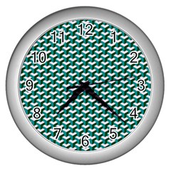 Pattern Green Blue Grey Hues Wall Clock (silver) by Pakrebo