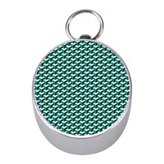 Pattern Green Blue Grey Hues Mini Silver Compasses by Pakrebo