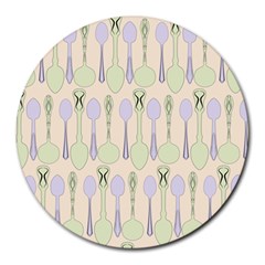 Spoon Pattern Illustrator Green Round Mousepads