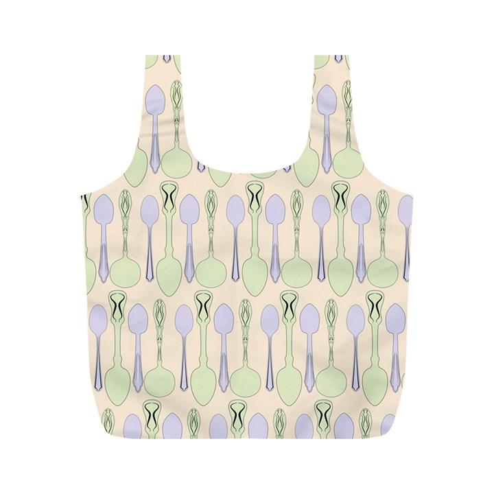 Spoon Pattern Illustrator Green Full Print Recycle Bag (M)