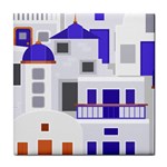 Background Santorini Greece Tile Coasters Front