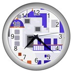 Background Santorini Greece Wall Clock (Silver) Front