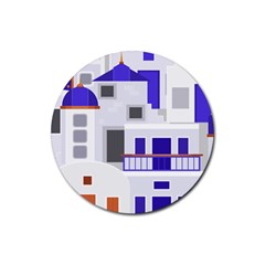 Background Santorini Greece Rubber Coaster (round)  by Pakrebo