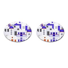 Background Santorini Greece Cufflinks (oval) by Pakrebo