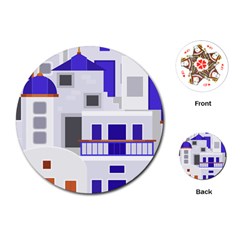 Background Santorini Greece Playing Cards Single Design (round) by Pakrebo