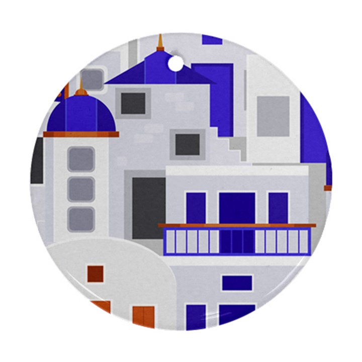 Background Santorini Greece Round Ornament (Two Sides)