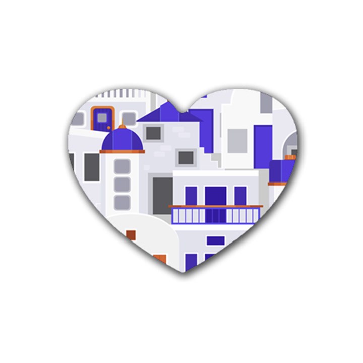 Background Santorini Greece Heart Coaster (4 pack) 