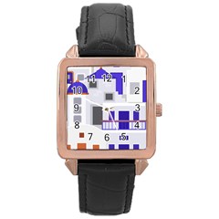 Background Santorini Greece Rose Gold Leather Watch  by Pakrebo