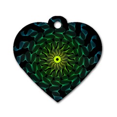 Abstract Ribbon Green Blue Hues Dog Tag Heart (two Sides) by Pakrebo