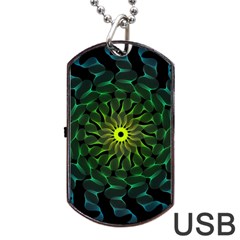 Abstract Ribbon Green Blue Hues Dog Tag Usb Flash (two Sides) by Pakrebo