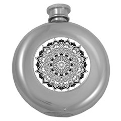 Mandala Spiritual Texture Round Hip Flask (5 Oz) by Pakrebo