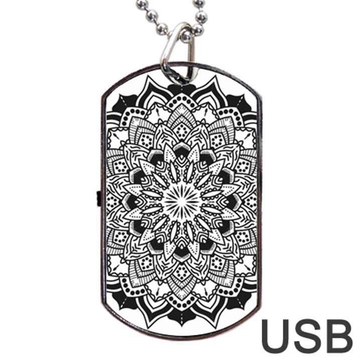 Mandala Spiritual Texture Dog Tag USB Flash (One Side)