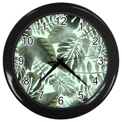 Medellin Leaves Tropical Jungle Wall Clock (black) by Pakrebo