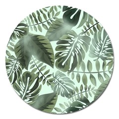 Medellin Leaves Tropical Jungle Magnet 5  (round) by Pakrebo