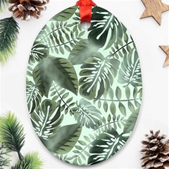 Medellin Leaves Tropical Jungle Oval Ornament (two Sides) by Pakrebo