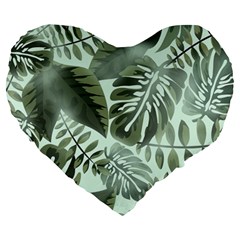 Medellin Leaves Tropical Jungle Large 19  Premium Heart Shape Cushions by Pakrebo