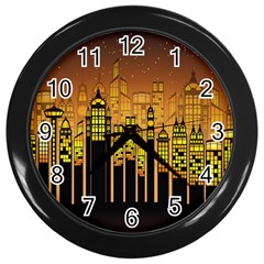 Buildings Skyscrapers City Wall Clock (black) by Pakrebo