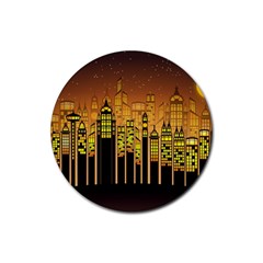 Buildings Skyscrapers City Rubber Coaster (round)  by Pakrebo