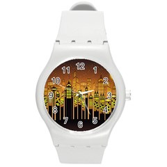 Buildings Skyscrapers City Round Plastic Sport Watch (m) by Pakrebo