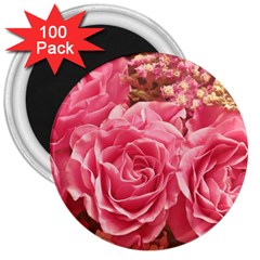 Roses Noble Roses Romantic Pink 3  Magnets (100 Pack) by Pakrebo