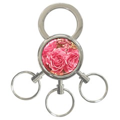 Roses Noble Roses Romantic Pink 3-ring Key Chain by Pakrebo