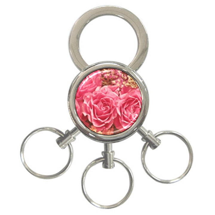 Roses Noble Roses Romantic Pink 3-Ring Key Chain