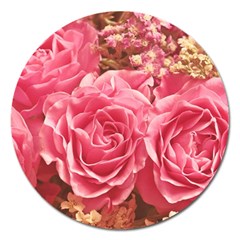 Roses Noble Roses Romantic Pink Magnet 5  (round) by Pakrebo