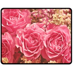 Roses Noble Roses Romantic Pink Double Sided Fleece Blanket (medium)  by Pakrebo