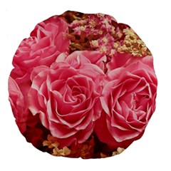 Roses Noble Roses Romantic Pink Large 18  Premium Flano Round Cushions by Pakrebo