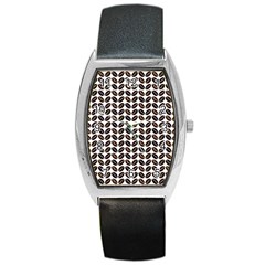 Coffee Beans Pattern Illustrator Barrel Style Metal Watch by Pakrebo