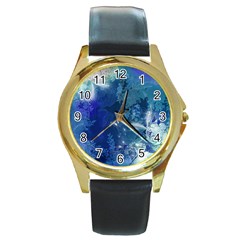 Wonderful Elegant Floral Design Round Gold Metal Watch by FantasyWorld7