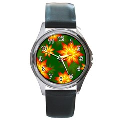 Flower Pattern Floral Non Seamless Round Metal Watch by Pakrebo