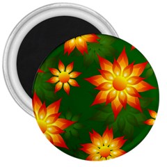 Flower Pattern Floral Non Seamless 3  Magnets by Pakrebo