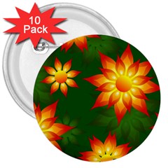 Flower Pattern Floral Non Seamless 3  Buttons (10 Pack)  by Pakrebo