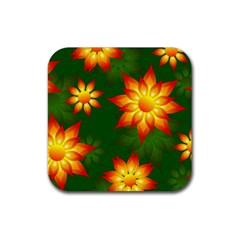 Flower Pattern Floral Non Seamless Rubber Coaster (square)  by Pakrebo