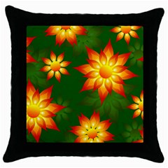 Flower Pattern Floral Non Seamless Throw Pillow Case (black) by Pakrebo