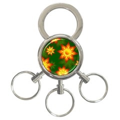 Flower Pattern Floral Non Seamless 3-ring Key Chain by Pakrebo